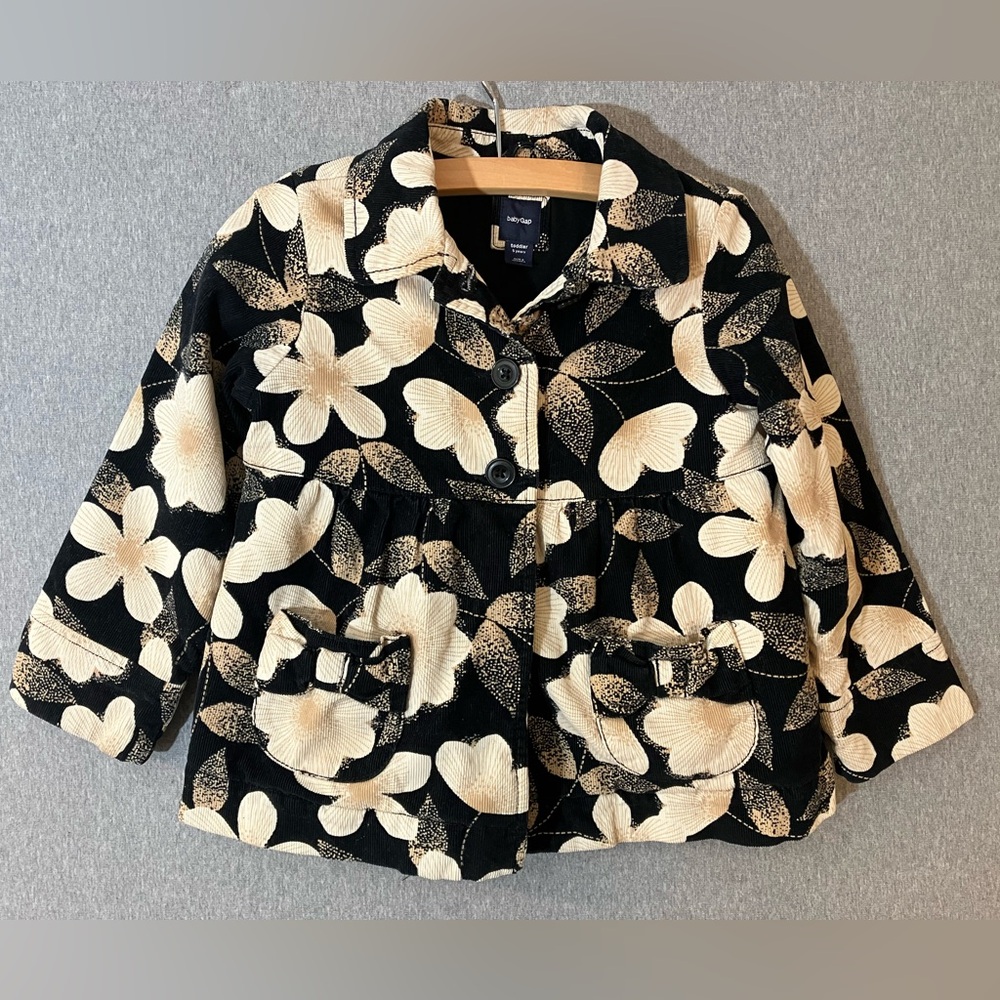 EUC Gap Kids Baby Gap Size 5T Lightweight Corduroy Jacket Floral Flowers Ruffles